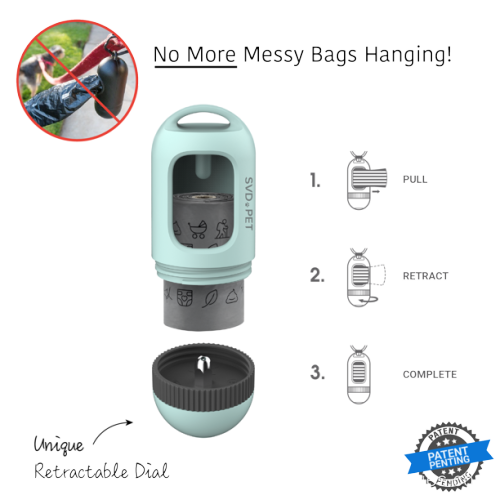 Retractable Waste Bag Dispenser, Dog Poop Bag Holder